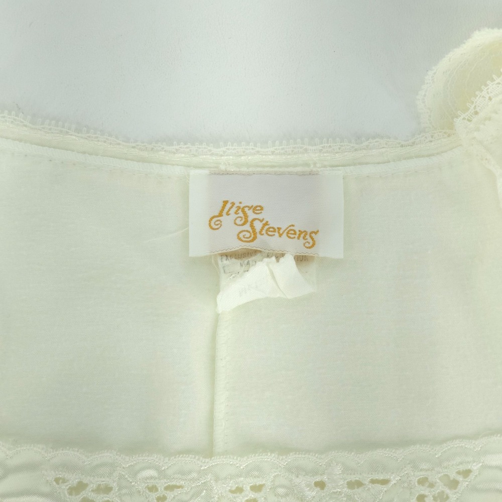 Vintage Llise Stevens Nightgown Womens Medium White Satin Lace Ruffle Cuffs Long - Picture 5 of 16